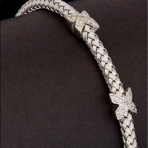 Meshmerise 18 K over silver 0.25 ct tw diamond weave bangle.